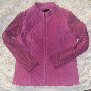 NWT CLOTHES BY REVUE WOMENS SUEDE JACKET WITH KNIT SLEEVES WITH FRONT CLOSURE